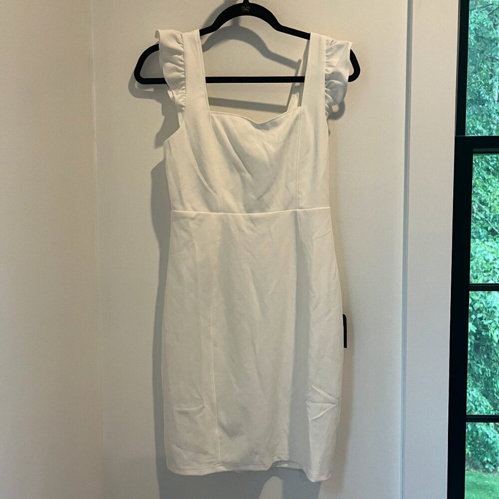 White Ruffled Bodycon Dress - Picture 2 of 3